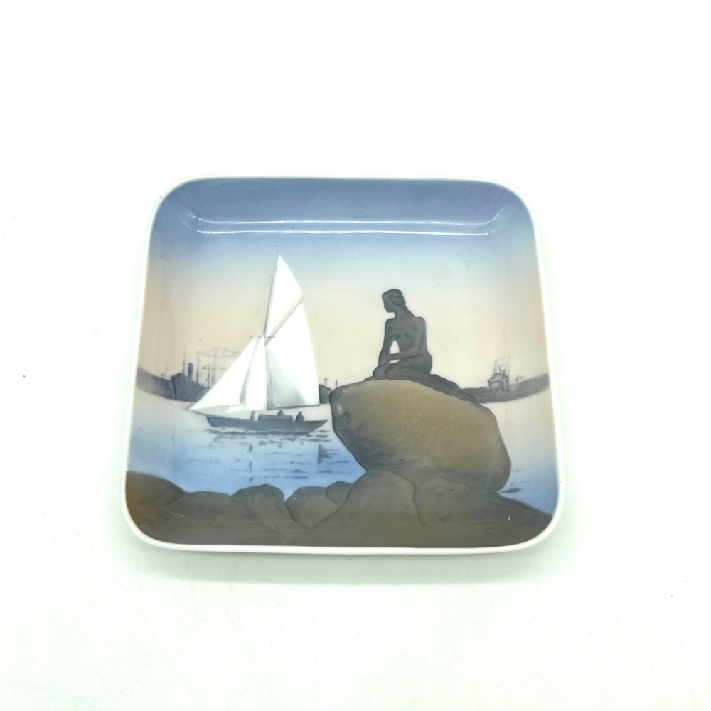 Bing and Grondahl Denmark Square Trinket‎ Dish Little Mermaid Sailboat Scene